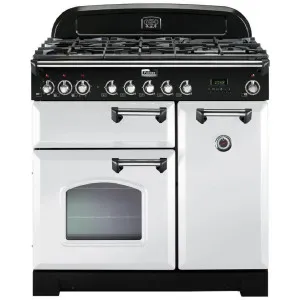 Falcon 90cm Classic Deluxe Freestanding Dual Fuel Oven/Stove White and Chrome CDL90DFWH-CH by Falcon, a Cooktops for sale on Style Sourcebook
