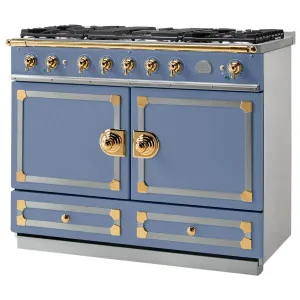 La Cornue Cornufe 110cm Dual Fuel Freestanding Oven Paris Blue with Polished Brass CFE110DFPB-BN by La Cornue, a Cooktops for sale on Style Sourcebook