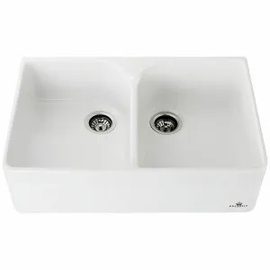 Abey Chambord Clotaire Large Double Bowl Ceramic Sink CLOTAIRE-2W by Abey, a Kitchen Sinks for sale on Style Sourcebook