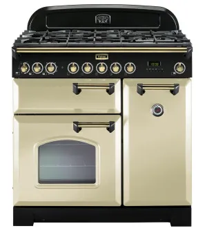 Falcon 90cm Classic Deluxe Cream Dual Fuel Freestanding Oven CDL90DFCR-BR by Falcon, a Cooktops for sale on Style Sourcebook