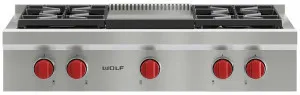 WOLF 91cm LPG Gas Cooktop with Infrared Teppanyaki Plate ICBSRT364GLPG by Wolf, a Cooktops for sale on Style Sourcebook