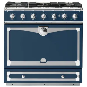 La Cornue Albertine 90cm Dual Fuel Freestanding Oven Winter Sky with Polished Chrome ALB90DFWS-C by La Cornue, a Cooktops for sale on Style Sourcebook