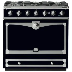 La Cornue Albertine 90cm Dual Fuel Freestanding Oven Shiny Black with Brushed Nickel ALB90DFBL-N by La Cornue, a Cooktops for sale on Style Sourcebook