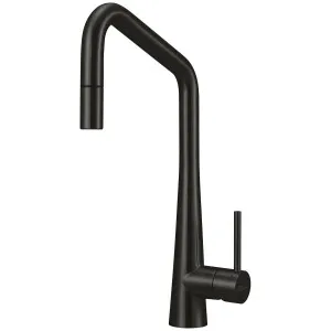 Oliveri Essente 316 Stainless Steel Square Goose Neck Pull Out Mixer - Brushed Black SS31675-BL by Oliveri, a Kitchen Taps & Mixers for sale on Style Sourcebook