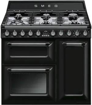 Smeg 90cm Victoria Aesthetic Freestanding Dual Fuel Oven/Stove TRA93B TRA93BL by Smeg, a Cooktops for sale on Style Sourcebook
