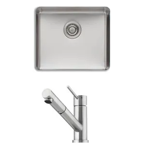 Oliveri Sonetto Single Bowl Sink and Essente Pull Out Tap Pack SS31615SN1050U by Oliveri, a Kitchen Sinks for sale on Style Sourcebook