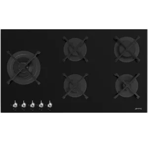 Smeg Classic 90cm Gas on Tempered Glass Cooktop PV395LNAU by Smeg, a Cooktops for sale on Style Sourcebook