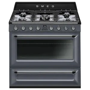 Smeg 90cm Victoria Dual Fuel Cooker Slate Grey TRA90SG2 by Smeg, a Cooktops for sale on Style Sourcebook