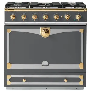 La Cornue Albertine 90cm Dual Fuel Freestanding Oven Graphite with Polished Brass ALB90DFGR-BN by La Cornue, a Cooktops for sale on Style Sourcebook