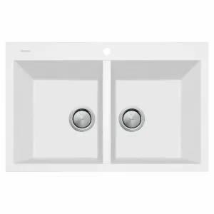 Oliveri Santorini Double Bowl Topmount Sink White ST-WH1574 by Oliveri, a Kitchen Sinks for sale on Style Sourcebook