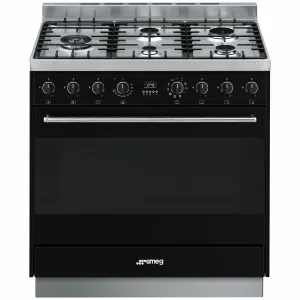 Smeg 90cm Freestanding Black Dual Fuel Oven CS95GMNNA1 by Smeg, a Cooktops for sale on Style Sourcebook