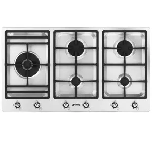Smeg 90cm Classic 5 Burner Stainless Steel Cooktop PSA9062 by Smeg, a Cooktops for sale on Style Sourcebook