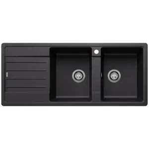 Blanco LEGRA 8S Double Bowl Top Mount Sink with Left Hand Drainer Silgranit Black 528069 by Blanco, a Kitchen Sinks for sale on Style Sourcebook