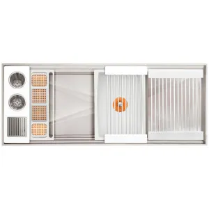 The Galley Ideal ThinTop WashStation 3S Plus DryDock 12 Designer White Resin IWA3SDD12STTWH by The Galley, a Kitchen Sinks for sale on Style Sourcebook