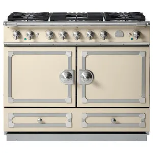 La Cornue Cornufe 110cm Dual Fuel Freestanding Oven Morning Dew with Brushed Nickel CFE110DFMD-N by La Cornue, a Cooktops for sale on Style Sourcebook