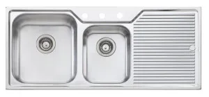 Oliveri Nu-Petite 1 & 3/4 Bowl Topmount Sink with Right Hand Drainer NP6113TH by Oliveri, a Kitchen Sinks for sale on Style Sourcebook