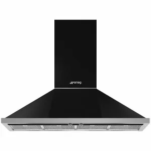 Smeg 120cm Portofino Black Canopy Rangehood KPFA12BL by null, a Rangehoods for sale on Style Sourcebook