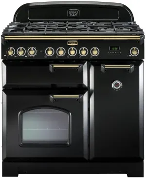 Falcon 90cm Classic Deluxe Black Dual Fuel Freestanding Oven CDL90DFBL-BR by null, a Cooktops for sale on Style Sourcebook