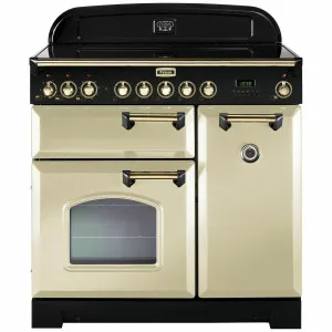 Falcon 90cm Classic Deluxe Freestanding Induction Oven/Stove Cream and Brass CDL90EICRBR by Falcon, a Cooktops for sale on Style Sourcebook