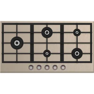 Spezialist 94cm Natural Gas Cooktop 5 Burner Stainless Steel Plate Copper Surface S30945SPBCUNG by Spezialist, a Cooktops for sale on Style Sourcebook