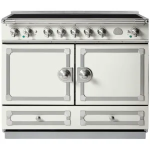 La Cornue Cornufe 110cm Induction Freestanding Oven Pure White with Brushed Nickel CFE110EIWH-N by La Cornue, a Cooktops for sale on Style Sourcebook