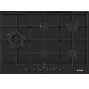 Smeg 72cm Classic 5 Burner Matte Black Gas Cooktop PX375LMBAU by Smeg, a Cooktops for sale on Style Sourcebook