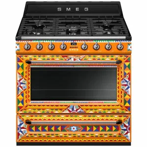 Smeg 90cm Victoria Freestanding Dual Fuel Oven/Stove Dolce & Gabbana Divina Cucina TRA90DGC9 by null, a Cooktops for sale on Style Sourcebook