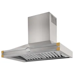 La Cornue Albertine 90cm Canopy Rangehood Brushed Stainless Steel with Polished Brass HS9IF21ET0 by La Cornue, a Rangehoods for sale on Style Sourcebook