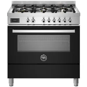 Bertazzoni 90cm Professional Black Dual Fuel Freestanding Oven PRO96L1ENET by Bertazzoni, a Cooktops for sale on Style Sourcebook