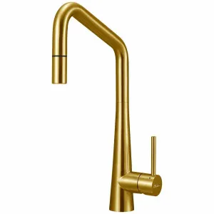 Oliveri Essente Square Neck Pull Out Mixer Tap Gold SS2575-AU by Oliveri, a Kitchen Taps & Mixers for sale on Style Sourcebook