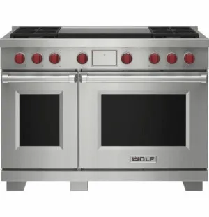 WOLF 122cm Freestanding Dual Fuel Oven/Stove with Dual Teppanyaki - LPG Gas ICBDF48450DGSPLPG by Wolf, a Cooktops for sale on Style Sourcebook