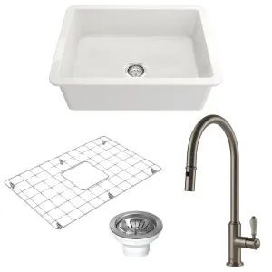 Turner Hastings Cuisine 68 Sink Pack with Brushed Nickel Ludlow Pull Out Mixer Tap and Accessories PKG041 by Turner Hastings, a Kitchen Sinks for sale on Style Sourcebook