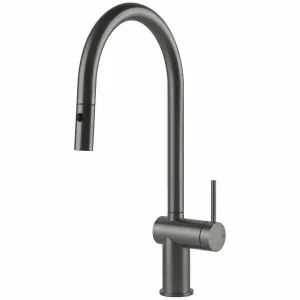 Gessi Inedito Pull Out Dual Function Spray Kitchen Mixer Tap Black Metal Brushed 60413BMB by Gessi, a Kitchen Taps & Mixers for sale on Style Sourcebook