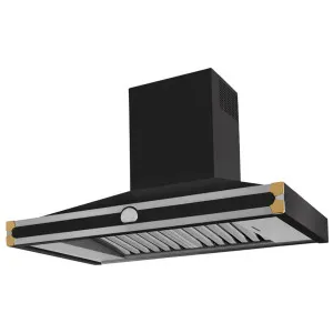 La Cornue Cornufe 110cm Canopy Rangehood Matte Black with Polished Brass HS1NF21ET0 by La Cornue, a Rangehoods for sale on Style Sourcebook
