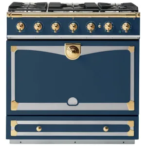 La Cornue Albertine 90cm Dual Fuel Freestanding Oven Winter Sky with Polished Brass ALB90DFWS-BN by La Cornue, a Cooktops for sale on Style Sourcebook