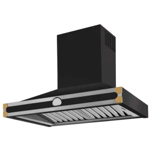 La Cornue Albertine 90cm Canopy Rangehood Matte Black with Polished Brass HS9NF21ET0 by La Cornue, a Rangehoods for sale on Style Sourcebook