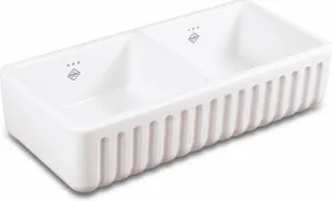 Shaws Ribchester 800 Double Bowl Handcrafted Fireclay Sink SO0800010WH by Shaws, a Kitchen Sinks for sale on Style Sourcebook