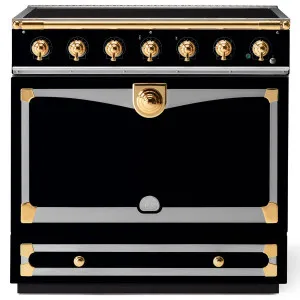 La Cornue Albertine 90cm Induction Freestanding Oven Shiny Black with Polished Brass ALB90EIBL-BN by La Cornue, a Cooktops for sale on Style Sourcebook