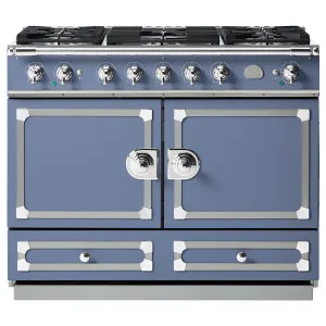 La Cornue Cornufe 110cm Dual Fuel Freestanding Oven Paris Blue with Polished Chrome CFE110DFPB-C by La Cornue, a Cooktops for sale on Style Sourcebook