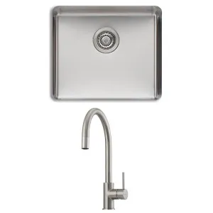 Oliveri Sonetto Single Bowl Sink and Venice Brushed Nickel Pull Out Tap Pack VE520FBN-PSN1050U by Oliveri, a Kitchen Sinks for sale on Style Sourcebook
