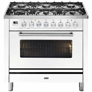 ILVE Professional Plus 90cm Freestanding Dual Fuel Oven/Stove with Milano Knobs P096DWE3WH by Ilve, a Cooktops for sale on Style Sourcebook
