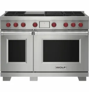 WOLF 122cm Freestanding Dual Fuel Oven/Stove with Chargrill and Teppanyaki - LPG Gas ICBDF48450CGSPLPG by Wolf, a Cooktops for sale on Style Sourcebook