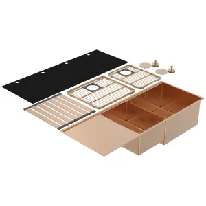 Abey Boutique Lugano Double Bowl Sink & Drainer Right - Artisan Copper STQ450DRCO by Abey, a Kitchen Sinks for sale on Style Sourcebook