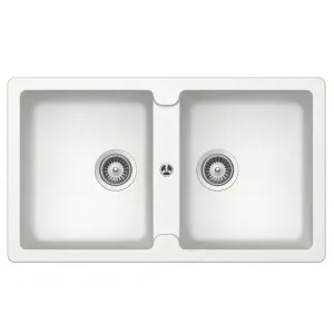 Abey Schock Typos N200 Double Bowl Sink with No Taphole - Alpina TN200W-NTH by Abey, a Kitchen Sinks for sale on Style Sourcebook