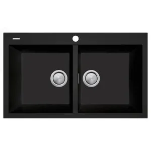 Oliveri Santorini Double Bowl Topmount Sink Matte Black ST-MB1564-OF by Oliveri, a Kitchen Sinks for sale on Style Sourcebook