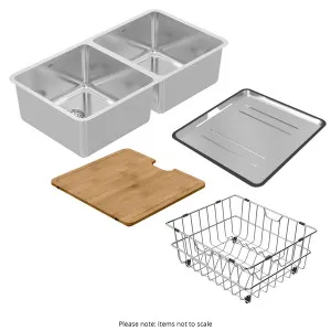 Abey Lago Double Sink with Accessories inc Dish Rack WNL200 by Abey, a Kitchen Sinks for sale on Style Sourcebook