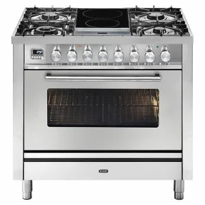 ILVE Professional Plus Series 90cm Dual Fuel Induction Freestanding Oven with Milano Knobs P09IDWE3SS by null, a Ovens for sale on Style Sourcebook