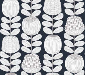 Banksia Lines Midnight Wallpaper by Urban Road, a Wallpaper for sale on Style Sourcebook