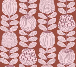 Banksia Lines Terracotta Wallpaper by Urban Road, a Wallpaper for sale on Style Sourcebook