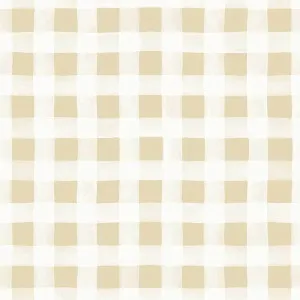 Gingham Mustard with White Stripes Wallpaper by Urban Road, a Wallpaper for sale on Style Sourcebook